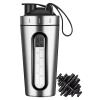 Jeedoo Protein Shaker Bottle, 28oz Shaker Bottles for Protein Mixes and Pre Workout, Visible Window, Stainless Steel Shaker Bottle Leak Proof (silver) view 1
