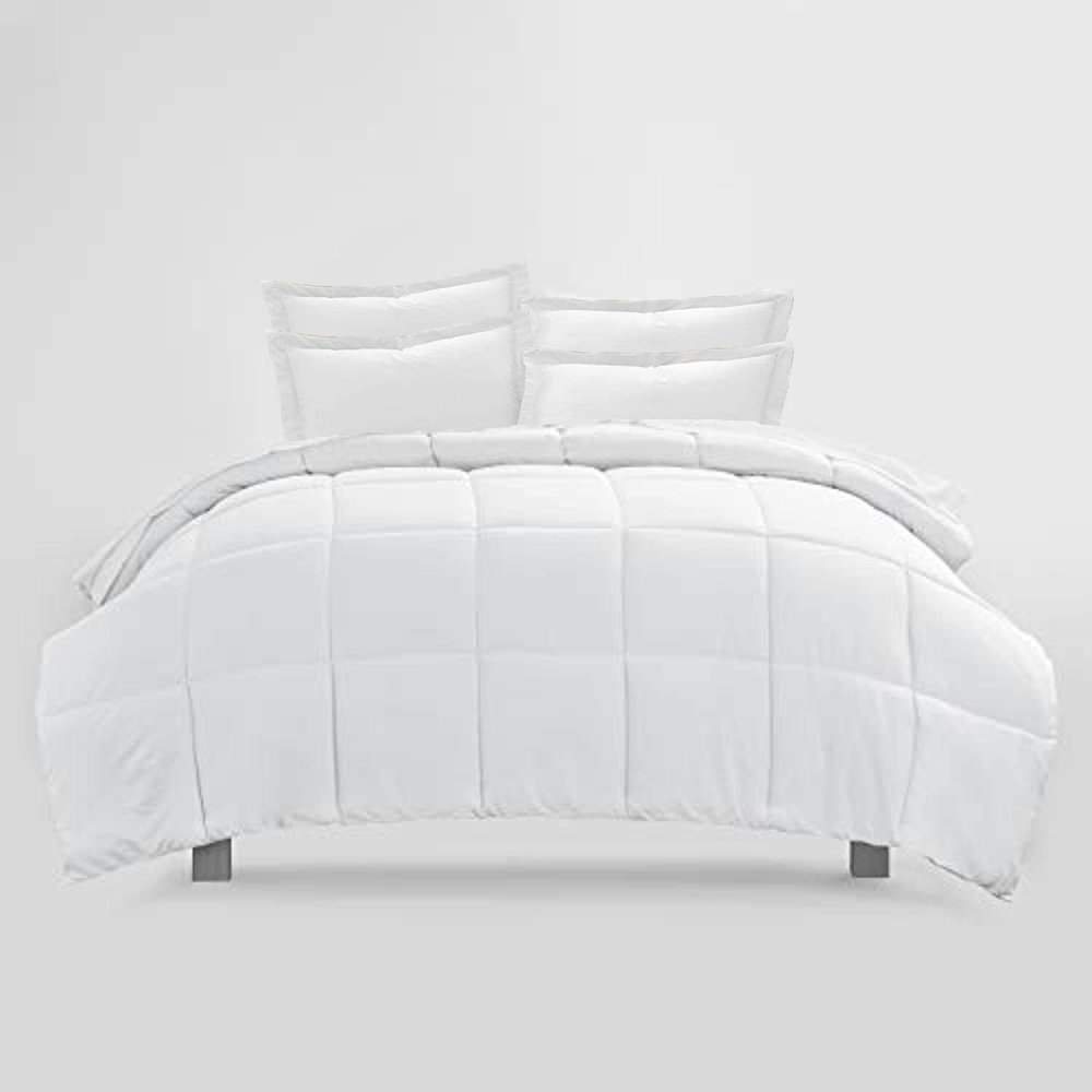3Pcs Down Alternative Comforter Set 800 Thread Count-Cotton Shell, 500 GSM Microfiber Fill All Season Duvet Insert Box Stitch & Corner Tabs (Palatial King, White)