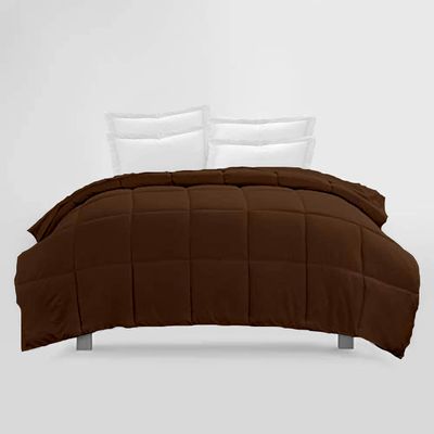 3Pcs Down Alternative Comforter Set 800 Thread Count-Cotton Shell, 500 GSM Microfiber Fill All Season Duvet Insert Box Stitch & Corner Tabs (Palatial King, Brown)