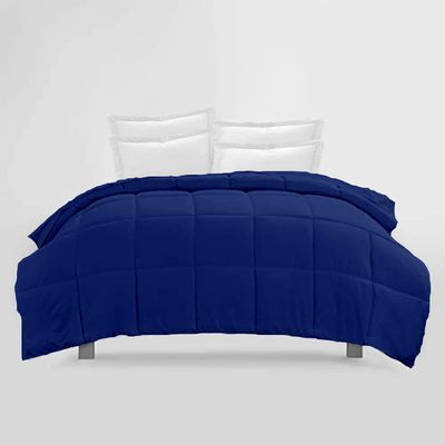 3Pcs Down Alternative Comforter Set 800 Thread Count-Cotton Shell, 500 GSM Microfiber Fill All Season Duvet Insert Box Stitch & Corner Tabs (Palatial King, Royal Blue)