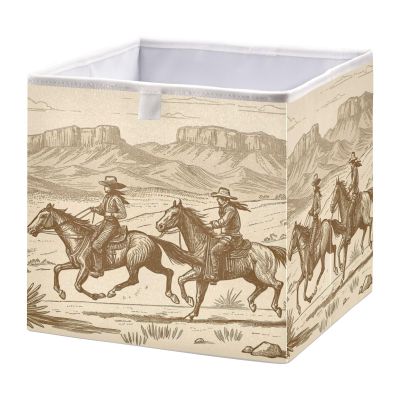 Kigai Storage Basket Western Desert Cowboy Foldable Storage Bin 11 X 11 X 11 Inches Cube Storage Baskets Box for Shelves Closet Laundry Nursery Bedroom Home Decor