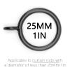 Joyangy 1 inch Black Metal Drapery Curtain Eyelet Rings for Curtain Panels 24Pcs view 2