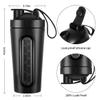 Jeedoo Protein Shaker Bottle, 28oz Shaker Bottles for Protein Mixes and Pre Workout, Visible Window, Stainless Steel Shaker Bottle Leak Proof (black) view 2