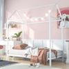 AOCHUANG Twin Size Metal Platform Bed,House Bed Floor Bed Frame with Roof Design and Slat Support,Metal Daybed Montessori Bed for Bedroom, No Box Spring Needed (White-5) view 3