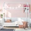 AOCHUANG Twin Size Metal Platform Bed,House Bed Floor Bed Frame with Roof Design and Slat Support,Metal Daybed Montessori Bed for Bedroom, No Box Spring Needed (White-5) view 4