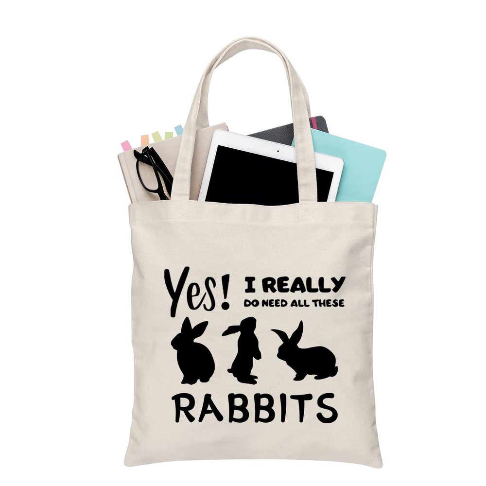 BDPWSS Bunny Lover Gifts For Women Rabbit Fans Tote Bag Bunny Birthday Gift Bunny Themed Canvas Tote Bag (Need all rabbits TG)