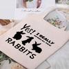 BDPWSS Bunny Lover Gifts For Women Rabbit Fans Tote Bag Bunny Birthday Gift Bunny Themed Canvas Tote Bag (Need all rabbits TG) view 2