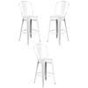 Home Square 30" Metal Curved Slat Back Bar Stool in Distressed White - Set of 3 view 1