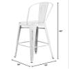 Home Square 30" Metal Curved Slat Back Bar Stool in Distressed White - Set of 3 view 2