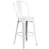 Home Square 30" Metal Curved Slat Back Bar Stool in Distressed White - Set of 3 view 3
