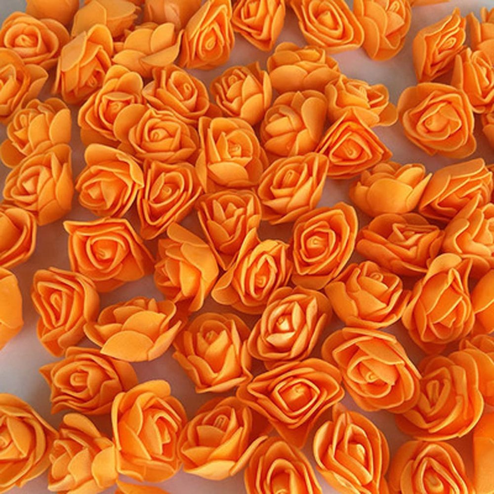 ECYC 500 Pcs 1.18 inch Mini Artificial Rose Flower Heads, Foam Rose Flower Heads Stemless Faux Rose Heads for DIY Crafts Home Wedding Party Decoration,Orange