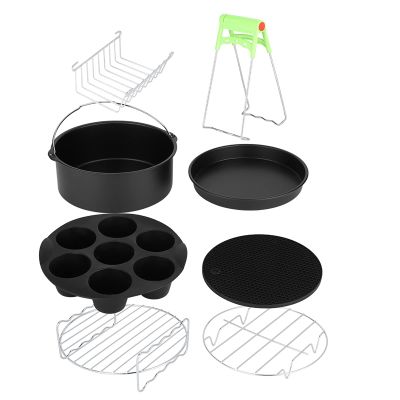 8pcs a ir Fryer Kits Metal Holder for Fit All Cake Barrel, Fryer Accessories, Pizza Pan, Cupcake Pan, Oven Mitts, Skewer Rack, Fryer Accessories, 8pcs a ir Fryer Kits Metal HoldeAir Fryer Hot a ir F