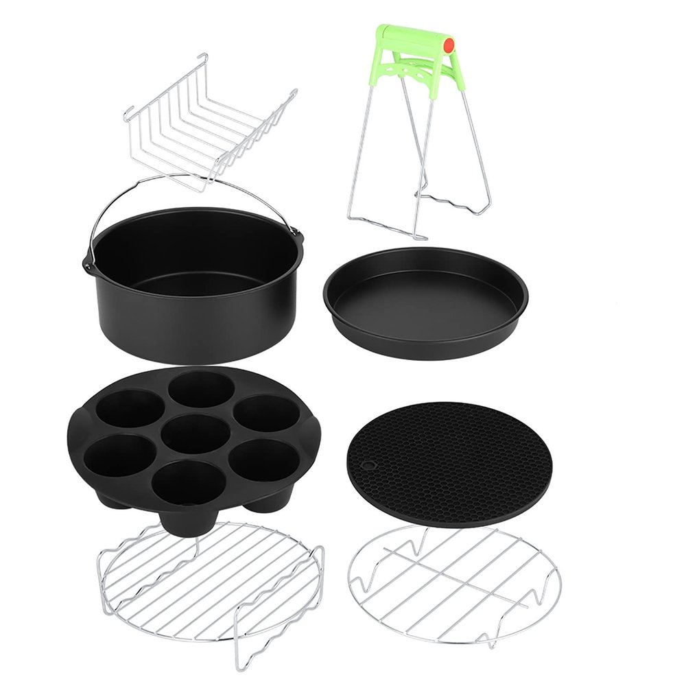 8pcs a ir Fryer Kits Metal Holder for Fit All Cake Barrel, Fryer Accessories, Pizza Pan, Cupcake Pan, Oven Mitts, Skewer Rack, Fryer Accessories, 8pcs a ir Fryer Kits Metal HoldeAir Fryer Hot a ir F