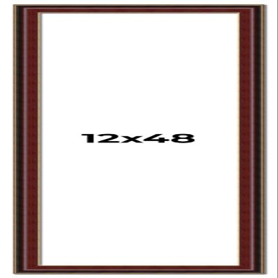 12x48 Frame Mahogany Brown with Gold Trim | Solid Wood Picture Frame Width 1.5 Inches | Interior Depth 0.5 Inches | Charles Executive Frame with UV Acrylic, Foam Board Backing & Hanging Hardware