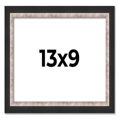 13x9 Frame Silver Real Wood Picture Frame Width 1.25 Inches | Interior Frame Depth 0.75 Inches | Dante Modern Photo Frame Complete with UV Acrylic, Foam Board Backing & Hanging Hardware