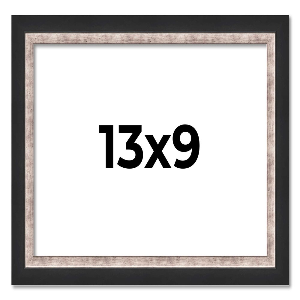 13x9 Frame Silver Real Wood Picture Frame Width 1.25 Inches | Interior Frame Depth 0.75 Inches | Dante Modern Photo Frame Complete with UV Acrylic, Foam Board Backing & Hanging Hardware