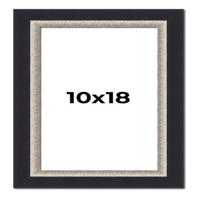 10x18 Frame Black Real Wood Picture Frame Width 2.25 Inches | Interior Frame Depth 0.5 Inches | Bridger Silver Traditional Photo Frame Complete with UV Acrylic, Foam Board Backing & Hanging Hardware