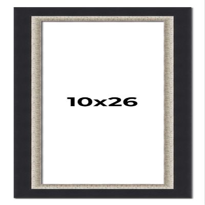 10x26 Frame Black Real Wood Picture Frame Width 2.25 Inches | Interior Frame Depth 0.5 Inches | Bridger Silver Traditional Photo Frame Complete with UV Acrylic, Foam Board Backing & Hanging Hardware
