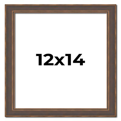 12x14 Frame Golden Caramel Solid Wood Bronze Picture Frame | 1.25 Inch Moulding Width | 0.5 Inch Frame Depth | Complete with UV Acrylic Plexiglass, Foam Board Backing & Hanging Hardware Included