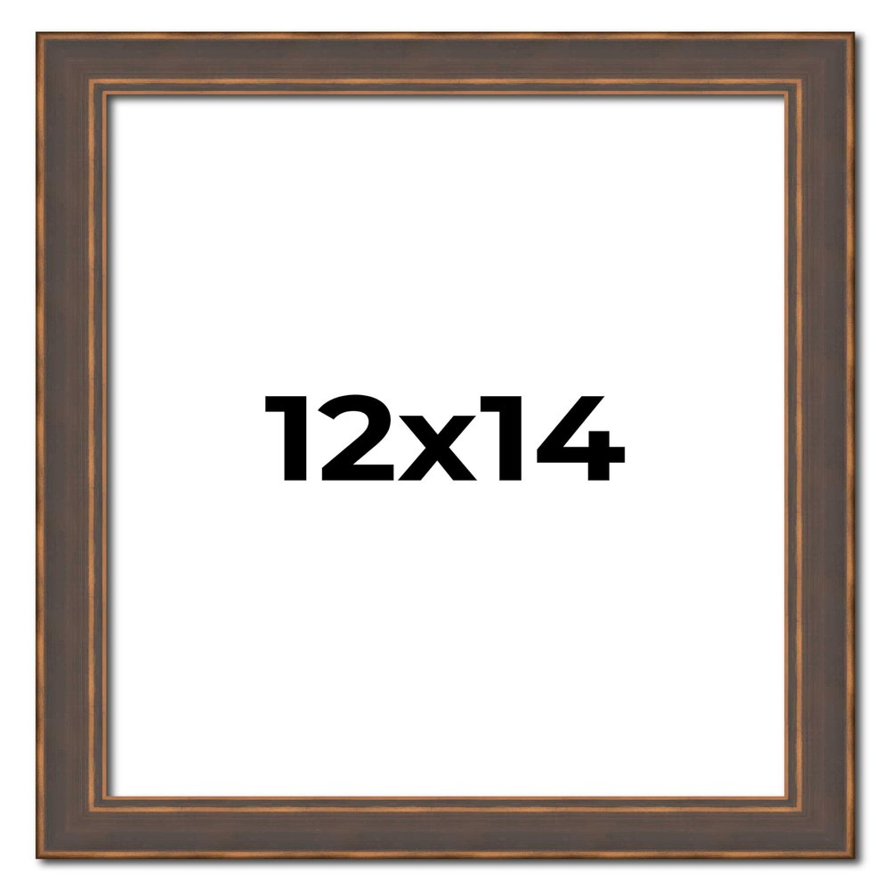 12x14 Frame Golden Caramel Solid Wood Bronze Picture Frame | 1.25 Inch Moulding Width | 0.5 Inch Frame Depth | Complete with UV Acrylic Plexiglass, Foam Board Backing & Hanging Hardware Included