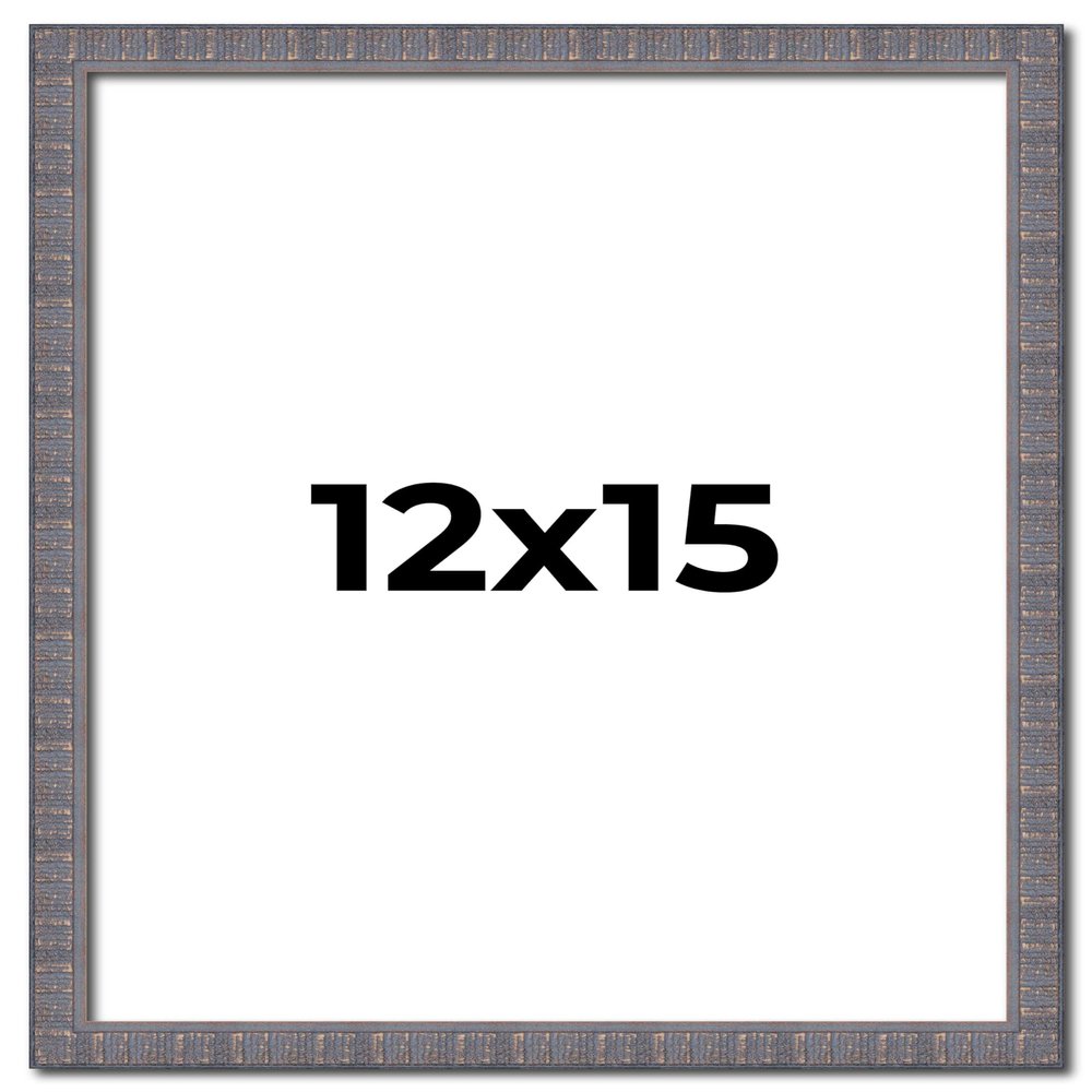 12x15 Frame Blue Kingsley Pewter Solid Wood Picture Frame Width 0.75 Inches |Interior Depth 0.5 Inches | Kingsley Pewter Frame with UV Acrylic, Foam Board Backing & Hanging Hardware