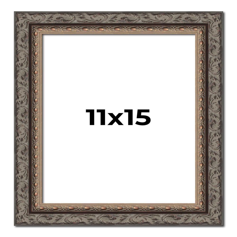 11x15 Frame Black and Gold Ornate Solid Wood Picture Frame Width 2 Inches | Interior Depth 0.5 Inches | Black Traditional Photo Frame with UV Acrylic, Foam Board Backing & Hanging Hardware