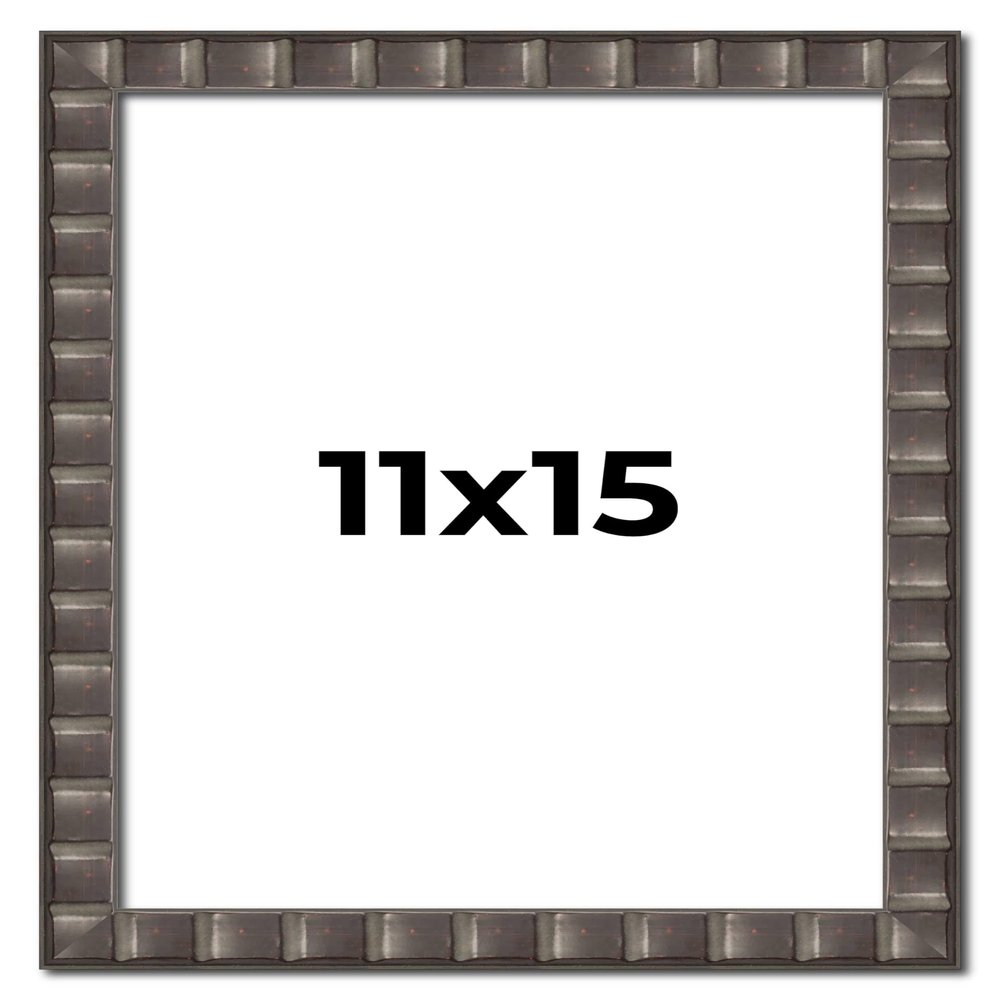 11x15 Frame Black Brown Chestnut Mosaic Solid Wood Picture Frame | 1.125 Inch Moulding Width | Complete with UV Acrylic Plexiglass, Foam Board Backing & Hanging Hardware