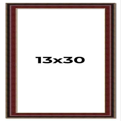 13x30 Frame Mahogany Brown with Gold Trim | Solid Wood Picture Frame Width 1.5 Inches | Interior Depth 0.5 Inches | Charles Executive Frame with UV Acrylic, Foam Board Backing & Hanging Hardware