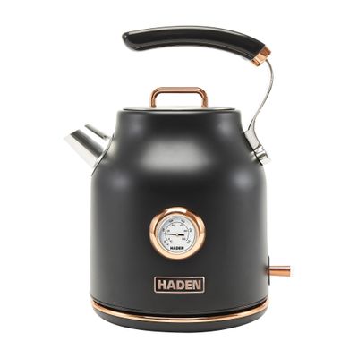 Haden Dorset 1.7 Liter Stainless Steel Electric Kettle, Hot Water Kettle with 360-Degree Base and Auto Shutoff, Black & Copper