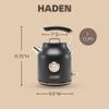 Haden Dorset 1.7 Liter Stainless Steel Electric Kettle, Hot Water Kettle with 360-Degree Base and Auto Shutoff, Black & Copper view 4