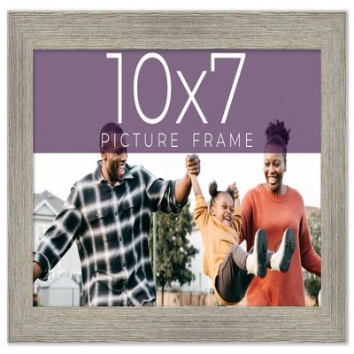 10x7 Frame Grey Real Wood Picture Frame Width 1.5 Inches | Interior Frame Depth 0.5 Inches | Barn Grey Distressed Photo Frame Complete with UV Acrylic, Foam Board Backing & Hanging Hardware