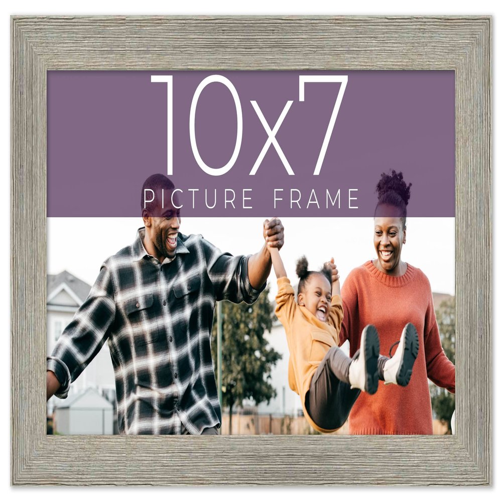 10x7 Frame Grey Real Wood Picture Frame Width 1.5 Inches | Interior Frame Depth 0.5 Inches | Barn Grey Distressed Photo Frame Complete with UV Acrylic, Foam Board Backing & Hanging Hardware