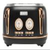Haden Dorset 4 Slice Wide Slot Stainless Steel Toaster with Adjustable Browning Control & Non-Slip Feet, Black & Copper view 1