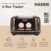 Haden Dorset 4 Slice Wide Slot Stainless Steel Toaster with Adjustable Browning Control & Non-Slip Feet, Black & Copper view 2