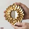 DecorContreras Peruvian Accent Mirror 6" - Small Round Gold Wall Decor - Hand-Carved Sunburst Mirror with Bronze Leaf - Unique (Gold) view 2