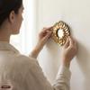 DecorContreras Peruvian Accent Mirror 6" - Small Round Gold Wall Decor - Hand-Carved Sunburst Mirror with Bronze Leaf - Unique (Gold) view 3