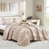 Jaba/WPM Quilt Set Medallion Printed Size Bedspread, Beige Taupe Burgundy Medallion Pattern Reversible Coverlet Luxury Bed Cover, 1 Quilts and 2 Shams- Massarra 22365 (King) view 1