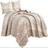 Jaba/WPM Quilt Set Medallion Printed Size Bedspread, Beige Taupe Burgundy Medallion Pattern Reversible Coverlet Luxury Bed Cover, 1 Quilts and 2 Shams- Massarra 22365 (King) view 2