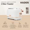 Haden Heritage 2-Slice Wide-Slot Toaster, Stainless-Steel Bread Toaster with Adjustable Browning Control, Crumb Tray & Non-Slip Feet, Ivory & Copper view 2