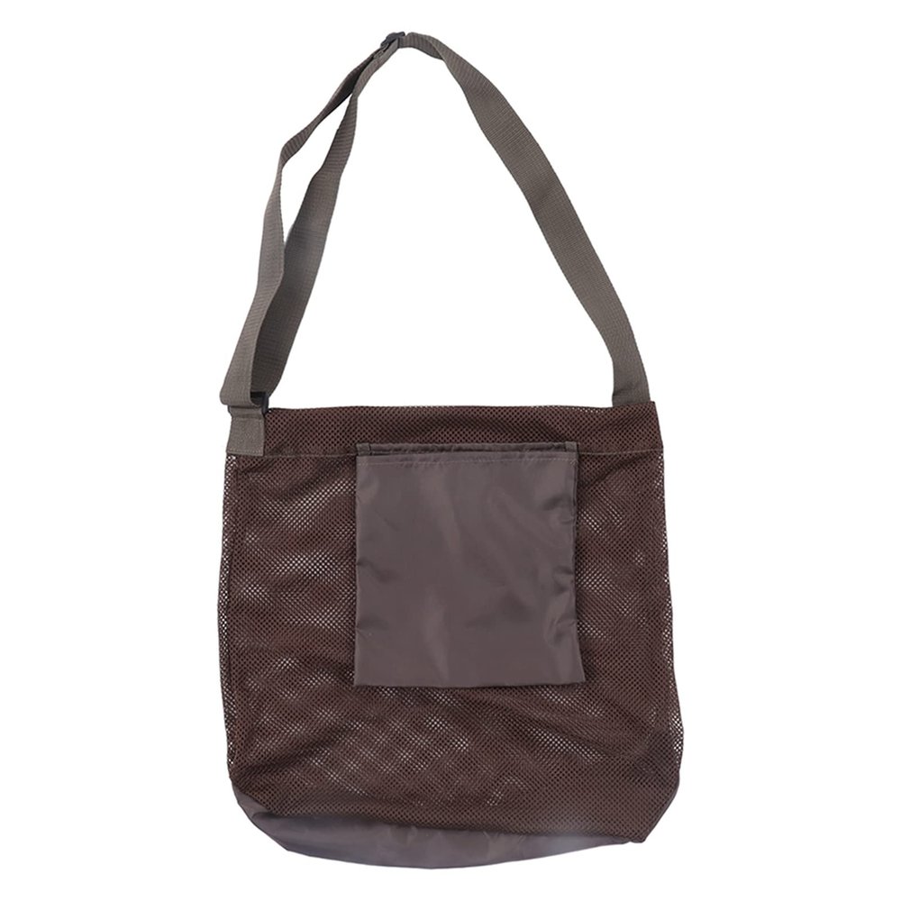 Fdit Mushroom Foraging Bag, Large Capacity Foldable Pouch with Adjustable Strap, Oxford Cloth and Mesh, Khaki, 42x45cm, for Fruit Picking and Harvesting