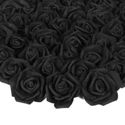 Artificial Rose Flowers, 200 pcs Foam Rose Bulk Black Fake Flower Heads for DIY Wedding Bouquets Rose Wall Kissing Balls Bridal Shower Centerpieces Arrangements Party Tables Decorations(Black)