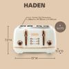 Haden Heritage 4 Slice Wide Slot Stainless Steel Toaster with Adjustable Browning Control & Non-Slip Feet, Ivory & Copper view 4
