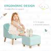 Qaba Kids Sofa Set, Toddler Chair, Sofa & Ottoman for Bedroom, Playroom, Children's Couch for 3-5 Years, Blue view 4