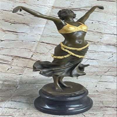 EUROPEAN BRONZE 1930s Style Art Deco Gilt Bronze Female Nude Lady Dancing Sculpture Figure Decor Vault