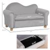 Qaba Ergonomic Foam Kids Sofa with Inner Toy Storage Chest, Velvet Kids Couch with Soft Arms, Children's Lounge Furniture, Gray view 3