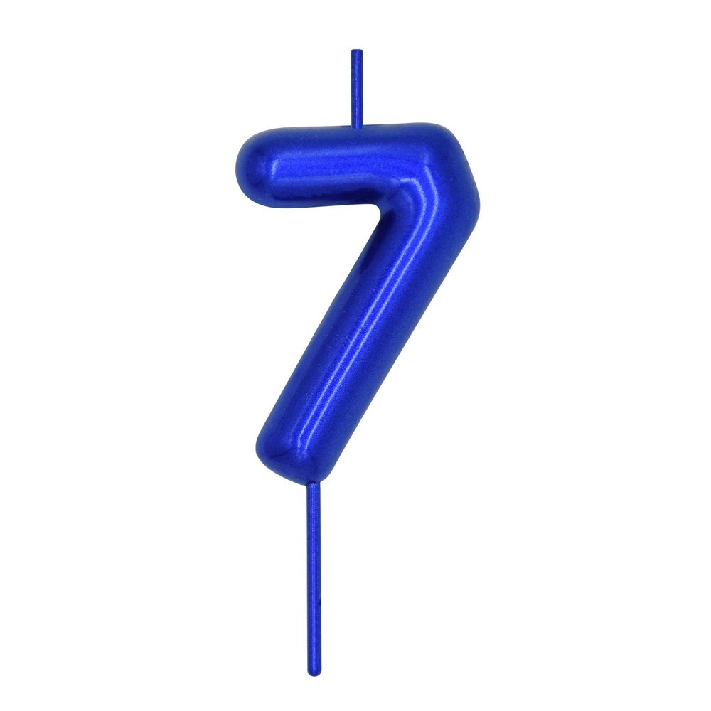 DERVENTA Number Candle Blue 2.36 inch Party Celebration Anniversary Decoration Perfect Birthday Brunch Dessert Cake Topper 1 Piece (Number 7 Blue)