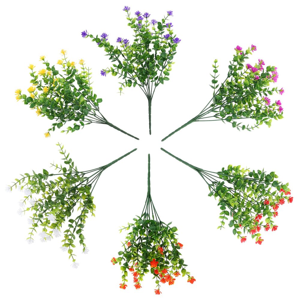 FOMIYES 6 Pack Faux Eucalyptus Stems Realistic Greenery Garland for Wedding Decor Home Party