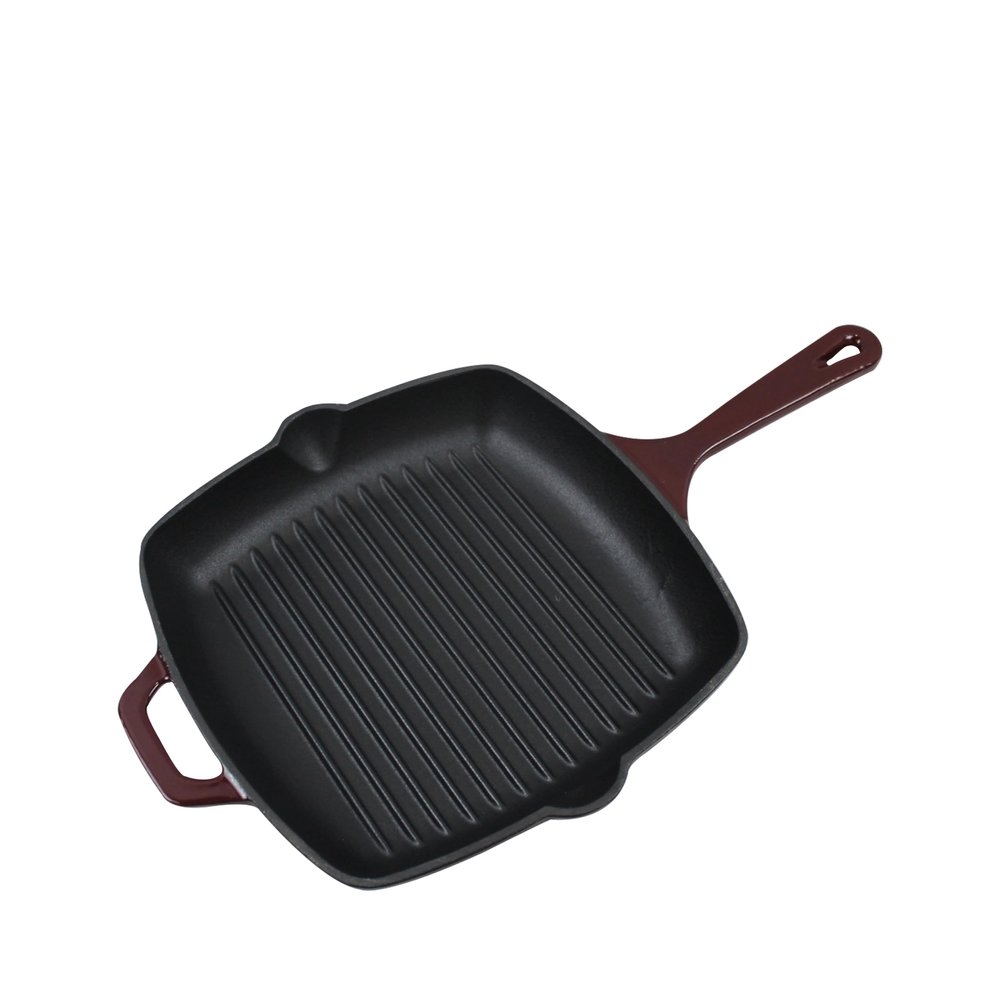 Cast Iron Enameled Cookware (Skillet Square 10.25", Merlot)