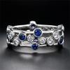 925 Sterling Silver Jewelry Womens Geometric Two-Tone Gemstone Ring Unique Sapphire Diamond Wedding Ring Multi Row Eternity Engagement Promise Ring Blue Crystal Hollow Cocktail Party Ring F114 (US Size 8) view 1