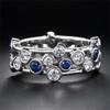 925 Sterling Silver Jewelry Womens Geometric Two-Tone Gemstone Ring Unique Sapphire Diamond Wedding Ring Multi Row Eternity Engagement Promise Ring Blue Crystal Hollow Cocktail Party Ring F114 (US Size 8) view 2